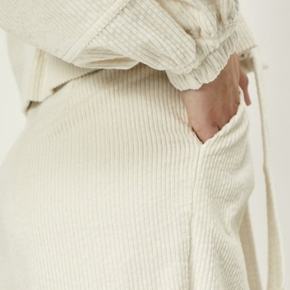 Just Female Tirsa Trousers NWT $168 Jet Stream Ivory Corduroy Wide Leg Sz. M - Picture 3 of 9